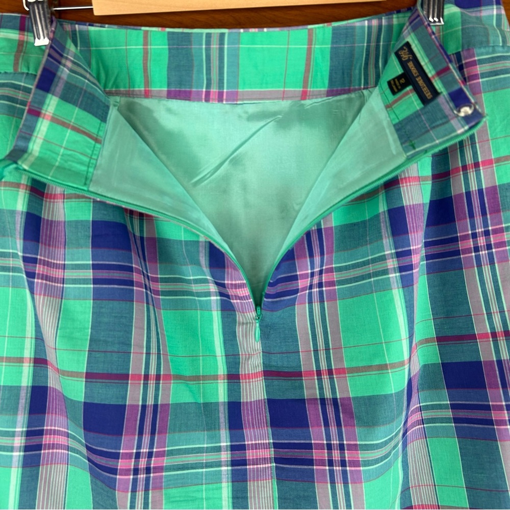 346 Brooks Brothers Preppy Plaid Lined Cotton Skirt  Festival Old Money - Picture 9 of 12